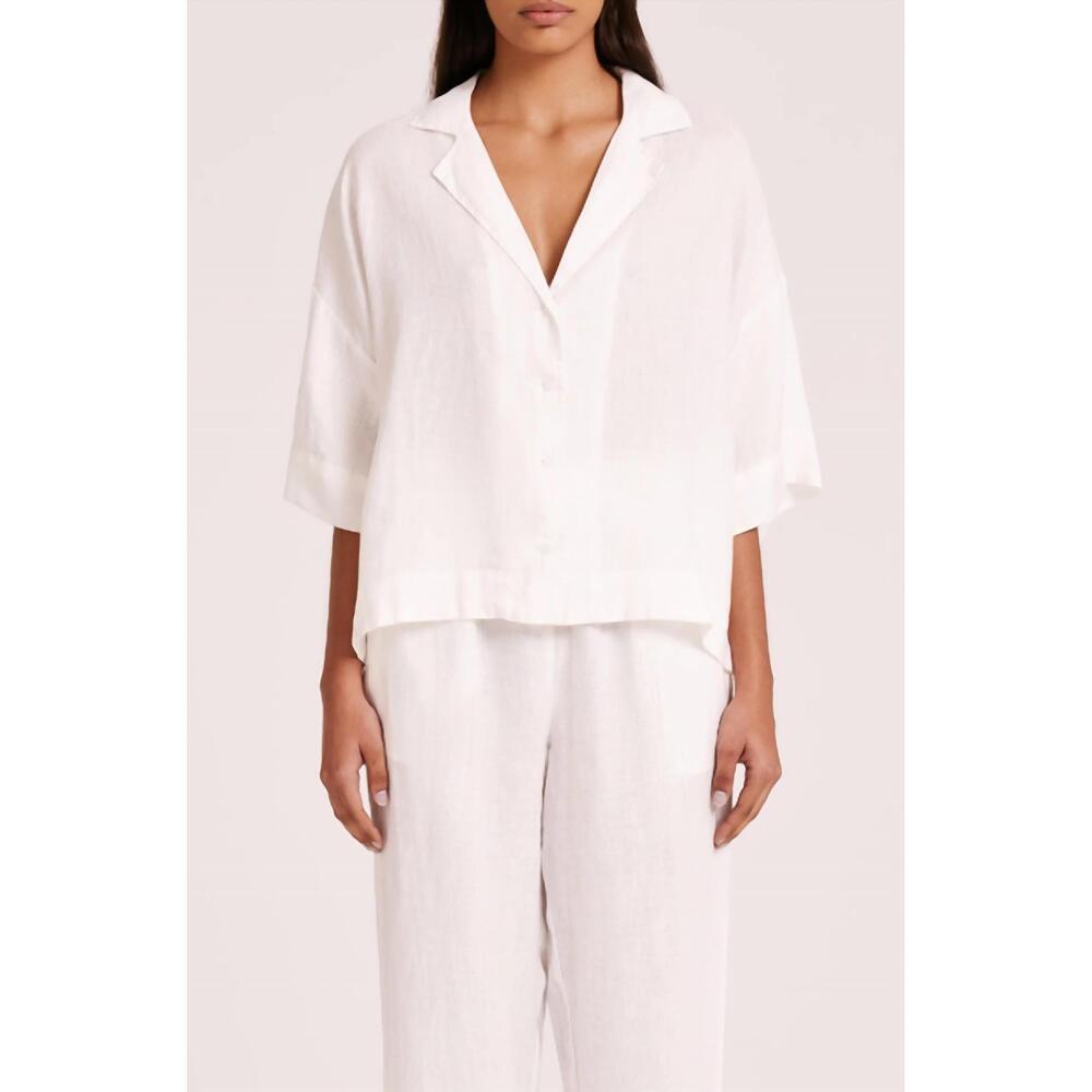 NEW NUDE LUCY lounge linen shirt top in white